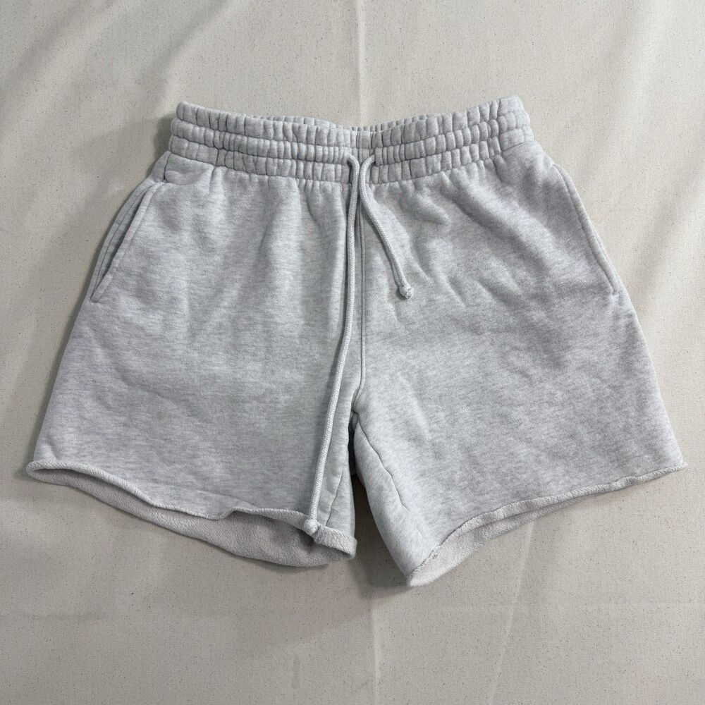 TNA Sweatfleece Shorts Womens XS Good Cozy Fleece Boyfriend Fit Raw Hem Grey